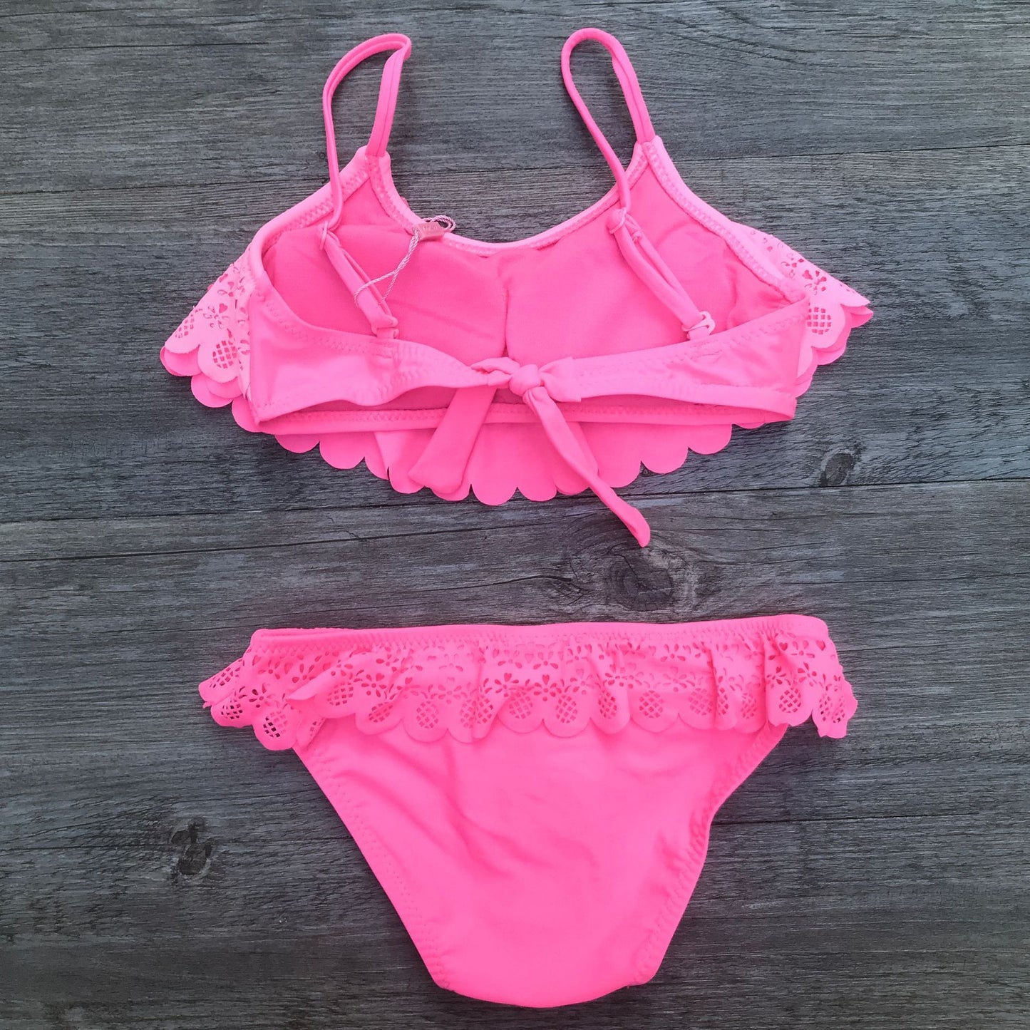 Openwork ruffled bikini girl