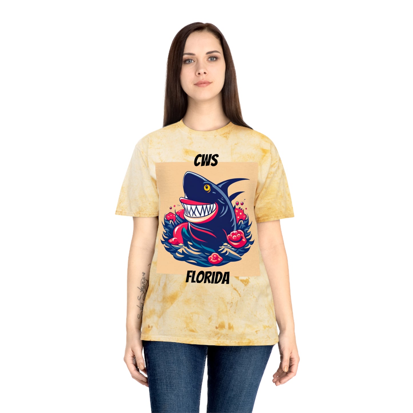 CWS Florida Shark Unisex Color Blast T-Shirt By Cozy Winter Store (ships within USA only)