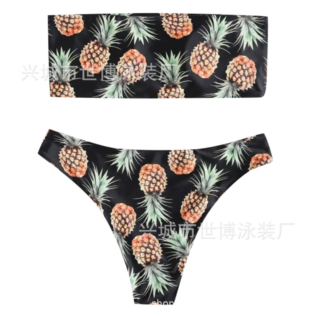 Tube Top Bikini Pineapple Swimsuit Split Swimsuit Women Swimwear