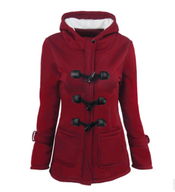 WinterChic: Neuer langer Daunenmantel mit Hornknöpfen und warmem Pelzkragen, Parka in Übergröße für den gemütlichen Winterstyle von Damen.