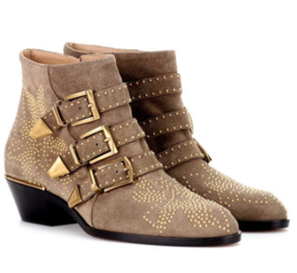 Women's studded plus size short boots