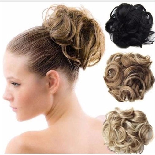 Europe, Japan, and South Korea popular hair bun fluffy natural drawstring curly hair ball head hair ring hair set female hair accessories chemical fiber hair