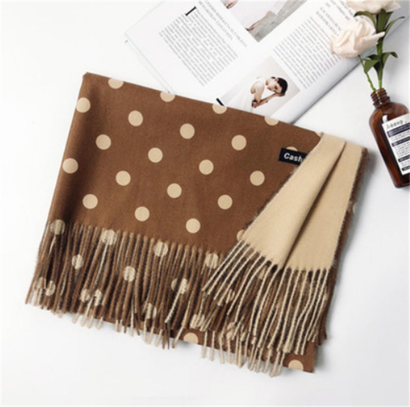 Autumn And Winter Warm Polka Dot Cashmere Scarf