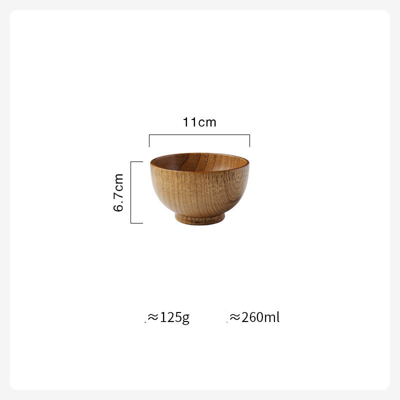 Holzschüssel im japanischen Stil, Holz-Reissuppenschüssel, Salatschüssel, Lebensmittelbehälter, große kleine Schüssel für Kinder, Geschirr, Holzutensilien