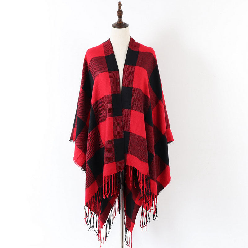 Fringed warm shawl