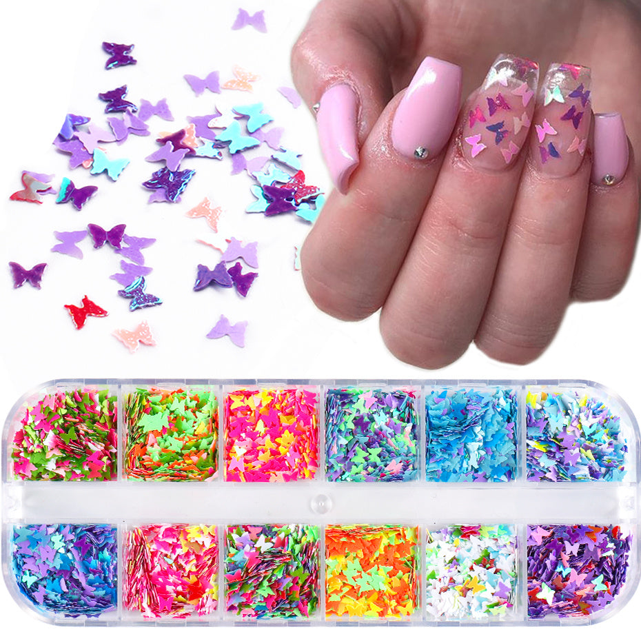 Nageldekoration mit Pailletten „Symphony Butterfly“