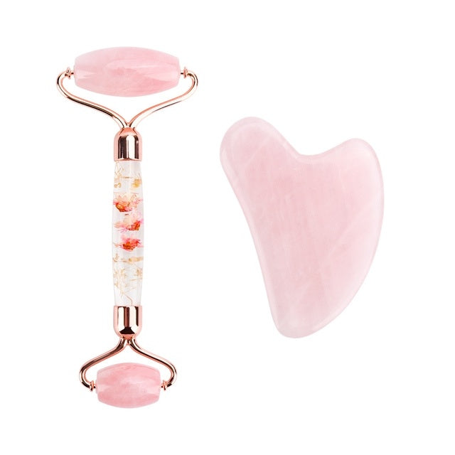 Rose Quartz Roller Abnehmen Gesicht Massager Lifting Werkzeug Natürliche Jade