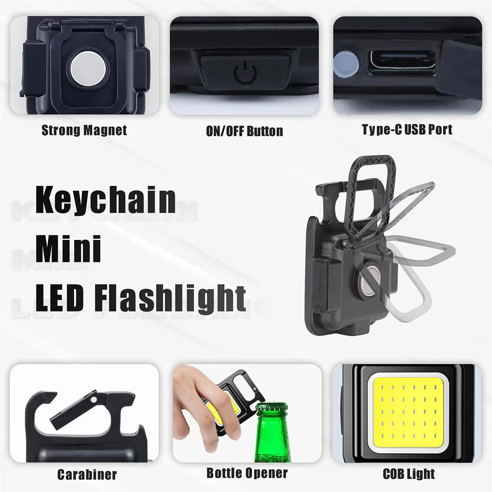 Mini Tragbare Taschenlampe Wiederaufladbare Blendung COB Schlüsselanhänger Licht LED Arbeitslicht USB Aufladbare Notlampen Outdoor Camping Licht