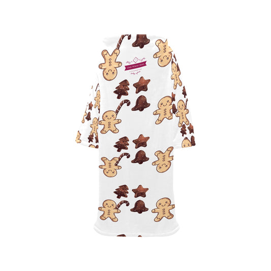 CWS Cozy Vibe Blanket Robe Gingerbread & Chocolate with Sleeves for Adults by Cozy Winter Store