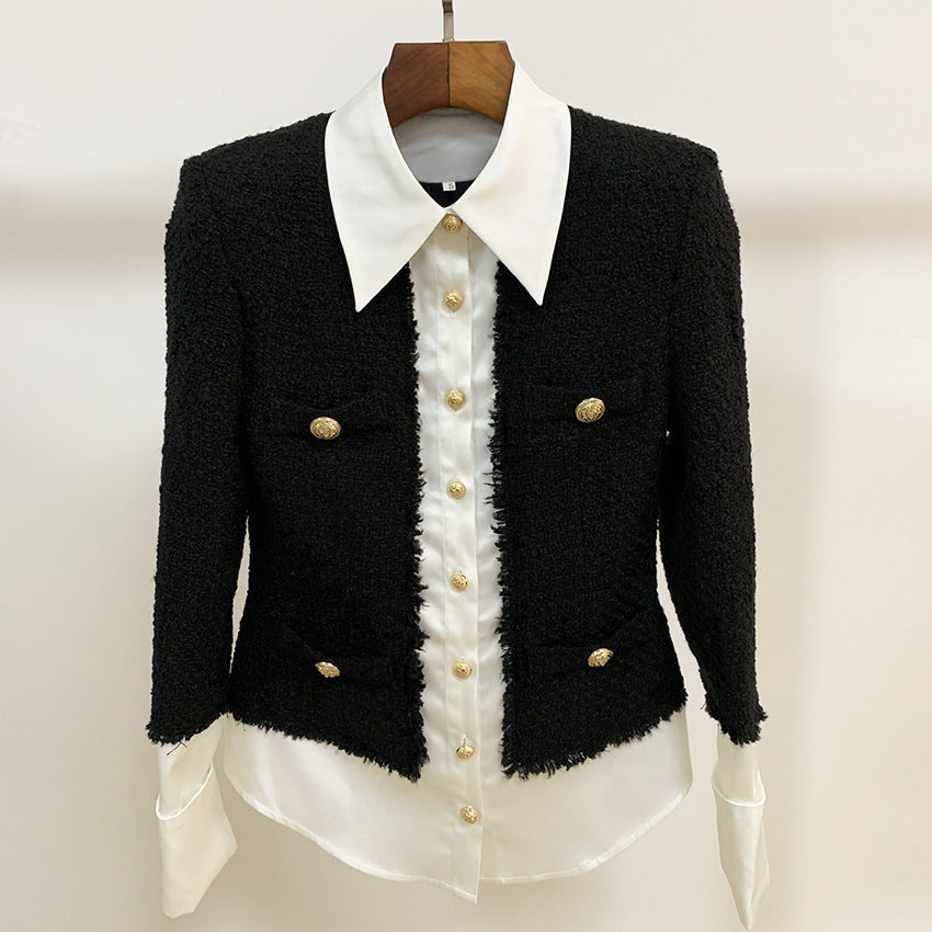 Stitching lion button shirt jacket jacket