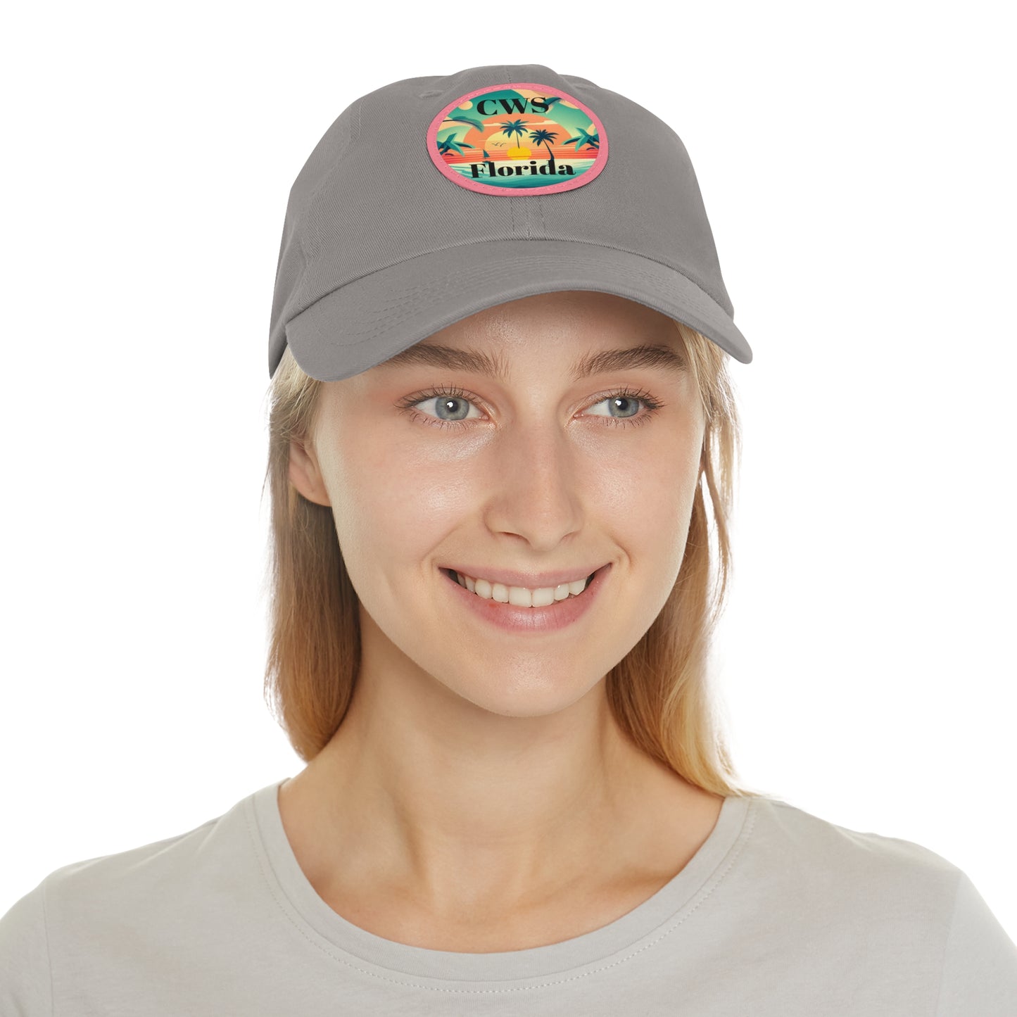 CWS Florida Palm Beach Dad Hat with Leather Patch (Round) By Cozy Winter Store (ships within USA only)