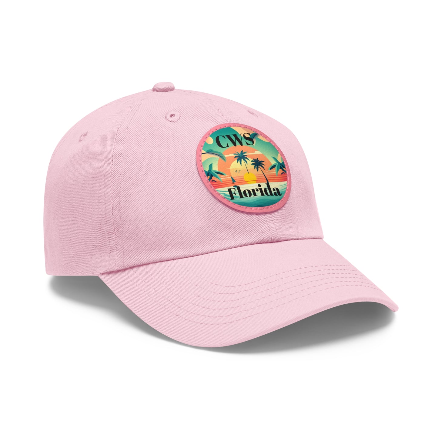 CWS Florida Palm Beach Dad Hat with Leather Patch (Round) By Cozy Winter Store (ships within USA only)