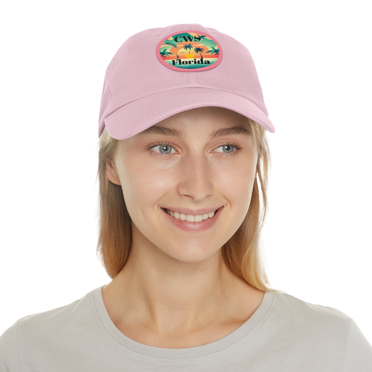 CWS Florida Palm Beach Dad Hat with Leather Patch (Round) By Cozy Winter Store (ships within USA only)