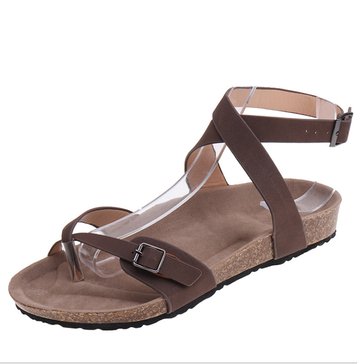 Sommer Flache Kork Römersandalen Damen