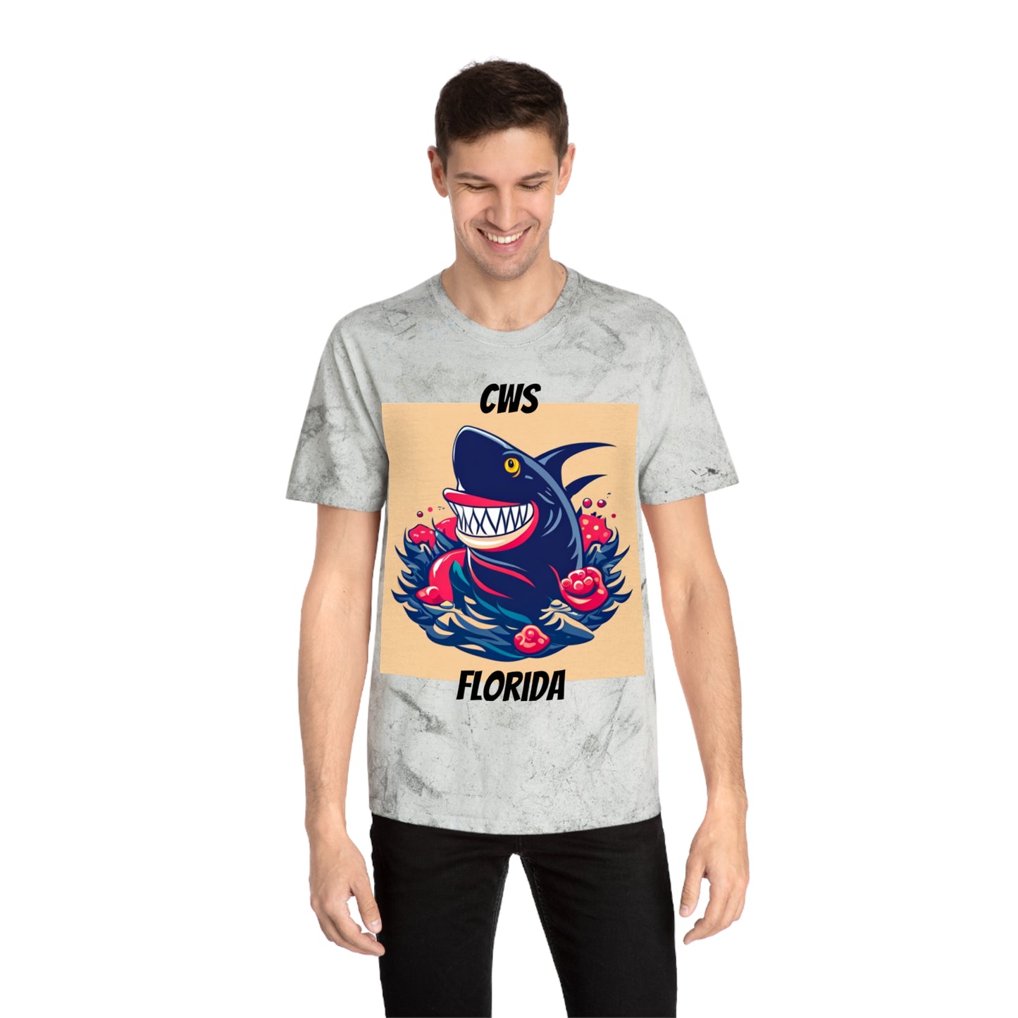 CWS Florida Shark Unisex Color Blast T-Shirt By Cozy Winter Store (ships within USA only)