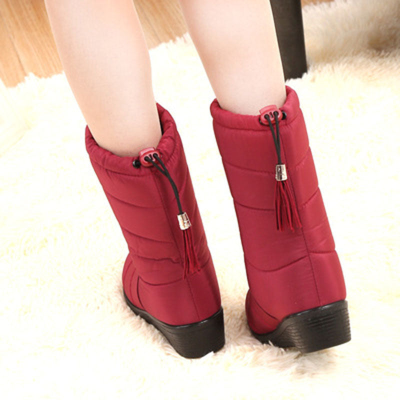 Warm women's boots with wedge