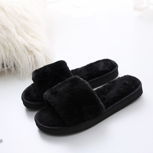 PlushEase: Solid color plush slippers for simple and cozy comfort.