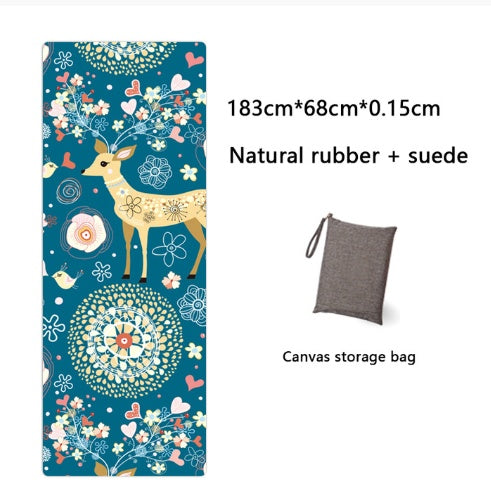 Natural Rubber Suede Yoga Mat Printed Folding