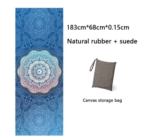 Natural Rubber Suede Yoga Mat Printed Folding