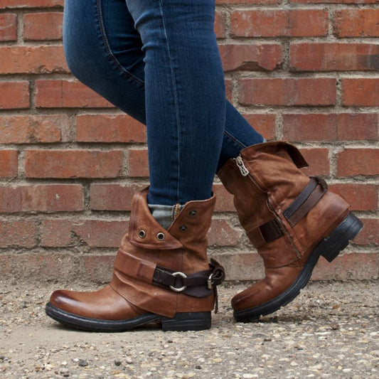 Low heel square heel low boots