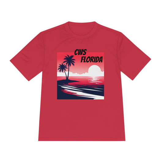 CWS Florida Sunset Unisex-T-Shirt mit Feuchtigkeitstransport von Cozy Winter Store (Versand nur innerhalb der USA)