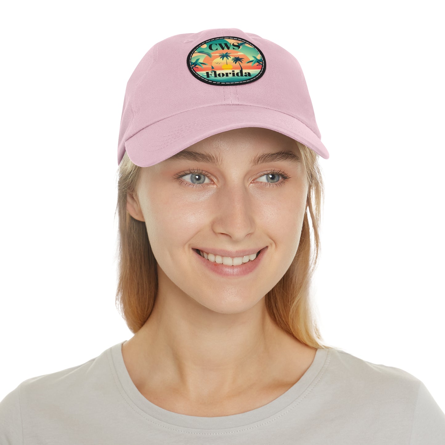 CWS Florida Palm Beach Dad Hat with Leather Patch (Round) By Cozy Winter Store (ships within USA only)