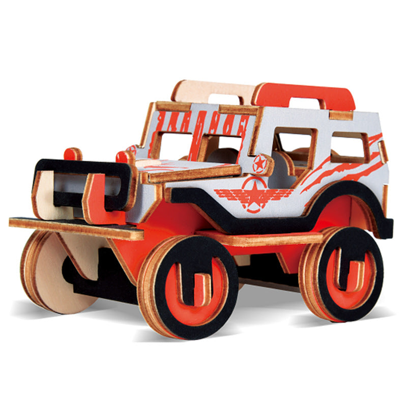 Stall Supply Wooden DIY Assembled Car Simulation Model Children's Educational 3D Three-dimensional Puzzle Blocks Toys