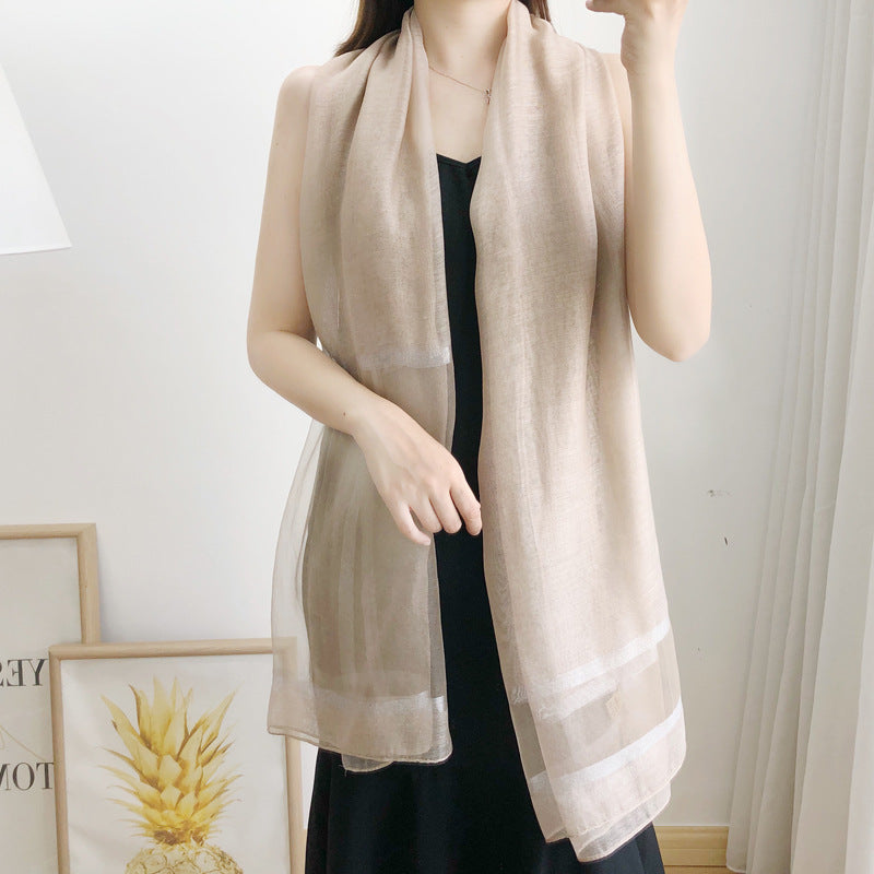 Silk wool long scarf shawl