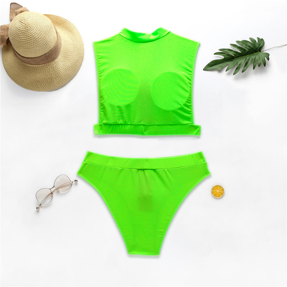 New Swimsuit Fluorescent Swimsuit Solid Bikini