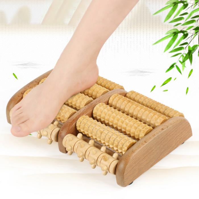 Neu Dual Holz Fuß Massager Roller Lindert Plantarfasziitis Ferse Bogen Schmerzen Stress Relief