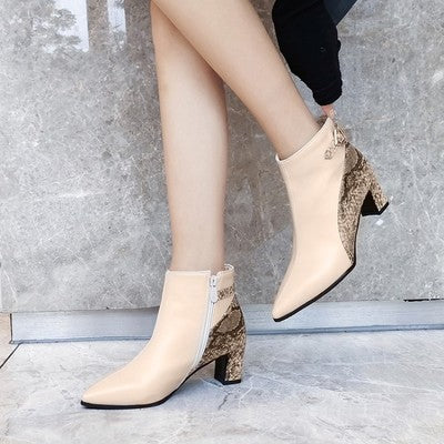 Women's boots with thick heel belt buckle