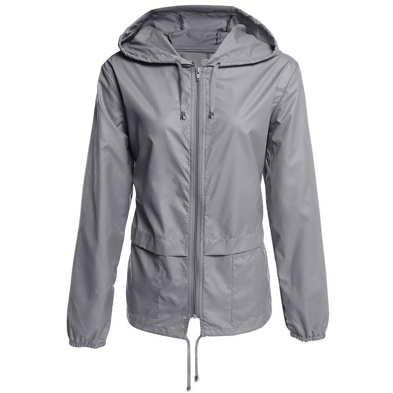 Regenmantel Reißverschluss Mit Kapuze Leichte Outdoorjacke Dünne Outdoorjacke