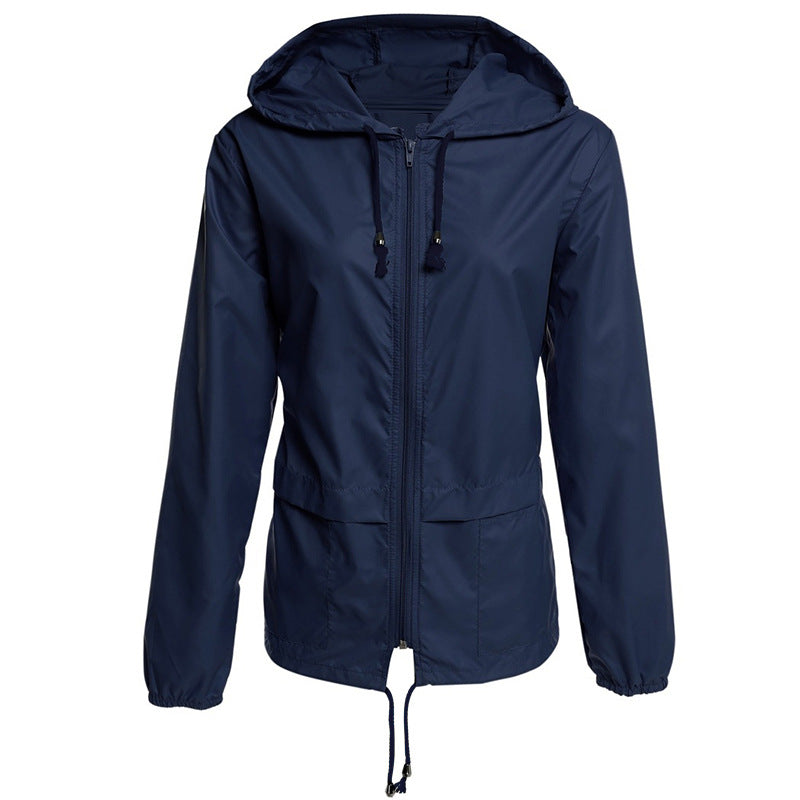 Regenmantel Reißverschluss Mit Kapuze Leichte Outdoorjacke Dünne Outdoorjacke