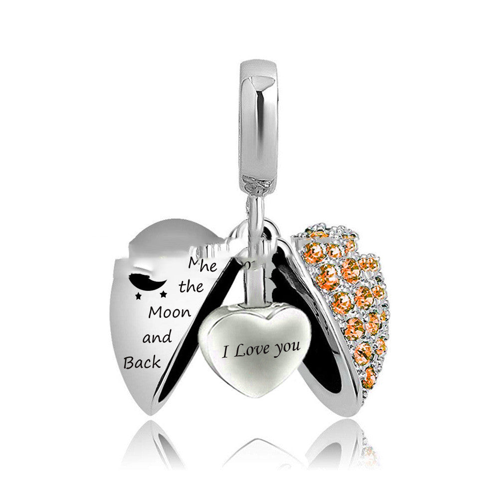 Essence Elysium: Wing Heart Stainless Steel Perfume Pendant.