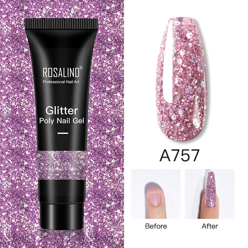 Glitter Poly Nagelgel Verlängerung 15ml Gelpolitur Alles für Maniküre Poly Builder Gel Semi Permanent Soak Off Nail Art