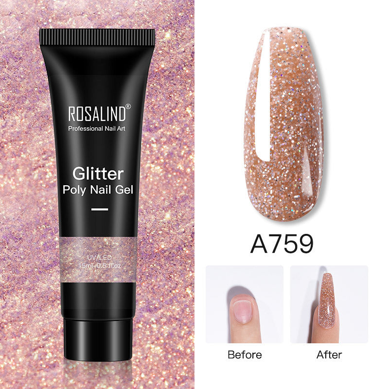 Glitter Poly Nagelgel Verlängerung 15ml Gelpolitur Alles für Maniküre Poly Builder Gel Semi Permanent Soak Off Nail Art