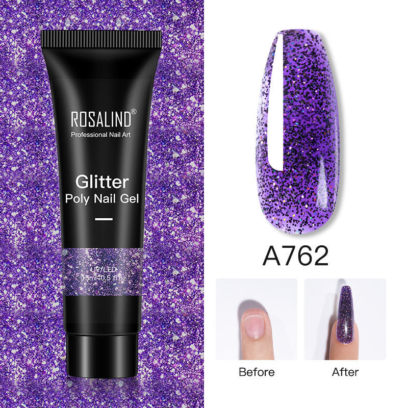 Glitter Poly Nagelgel Verlängerung 15ml Gelpolitur Alles für Maniküre Poly Builder Gel Semi Permanent Soak Off Nail Art