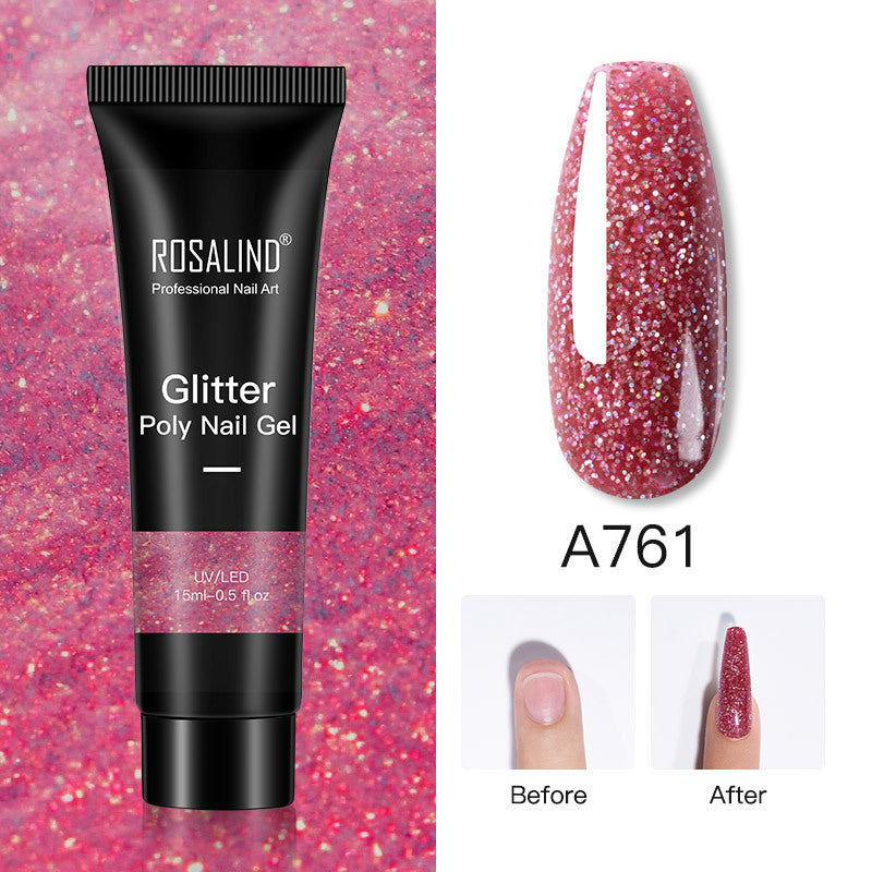 Glitter Poly Nagelgel Verlängerung 15ml Gelpolitur Alles für Maniküre Poly Builder Gel Semi Permanent Soak Off Nail Art