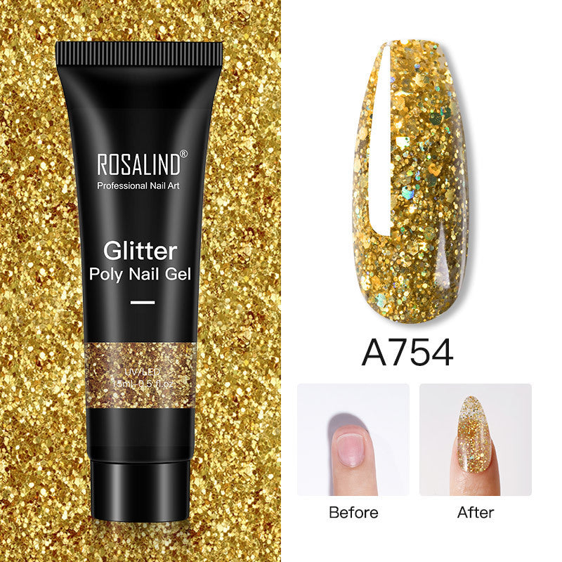 Glitter Poly Nagelgel Verlängerung 15ml Gelpolitur Alles für Maniküre Poly Builder Gel Semi Permanent Soak Off Nail Art