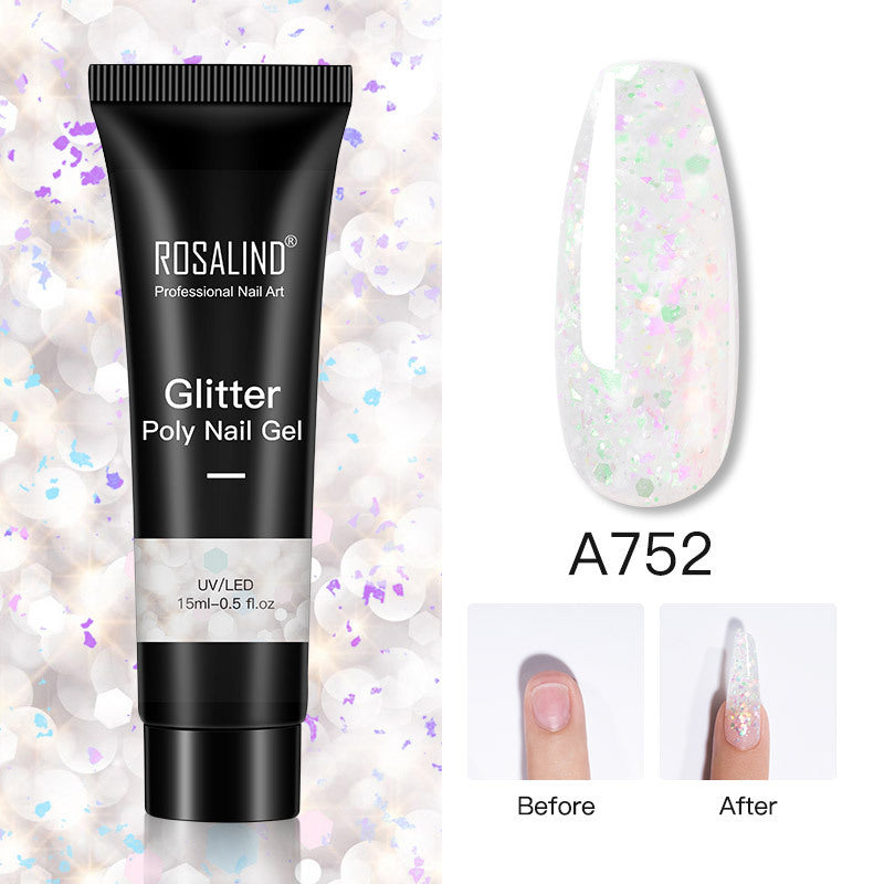 Glitter Poly Nagelgel Verlängerung 15ml Gelpolitur Alles für Maniküre Poly Builder Gel Semi Permanent Soak Off Nail Art