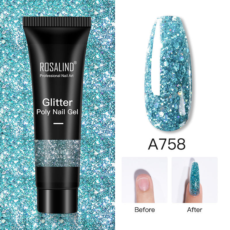 Glitter Poly Nagelgel Verlängerung 15ml Gelpolitur Alles für Maniküre Poly Builder Gel Semi Permanent Soak Off Nail Art