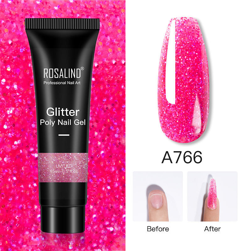 Glitter Poly Nagelgel Verlängerung 15ml Gelpolitur Alles für Maniküre Poly Builder Gel Semi Permanent Soak Off Nail Art