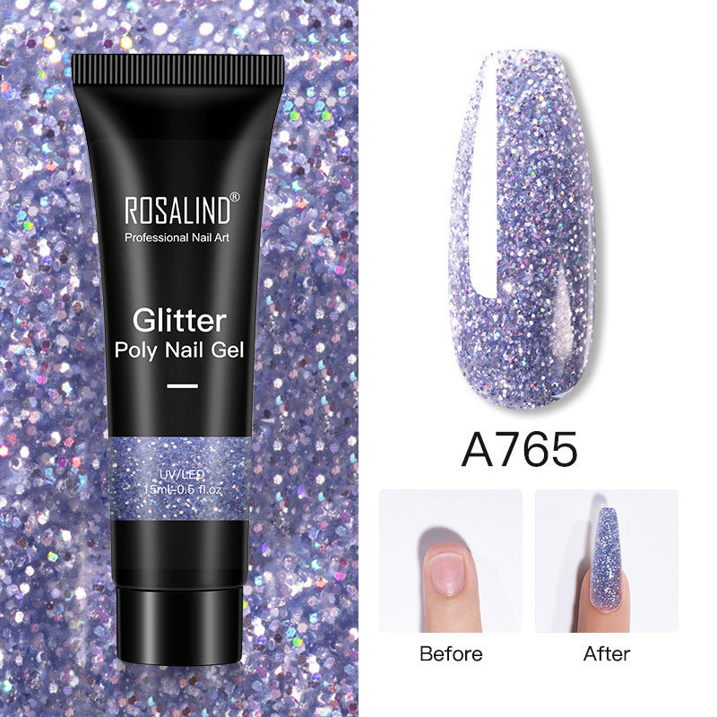 Glitter Poly Nagelgel Verlängerung 15ml Gelpolitur Alles für Maniküre Poly Builder Gel Semi Permanent Soak Off Nail Art