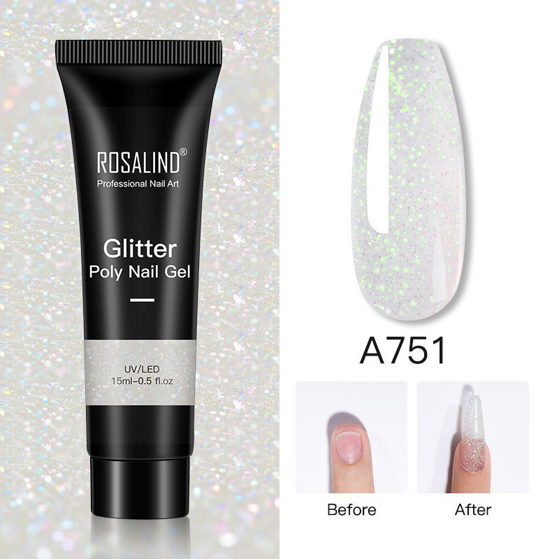 Glitter Poly Nagelgel Verlängerung 15ml Gelpolitur Alles für Maniküre Poly Builder Gel Semi Permanent Soak Off Nail Art