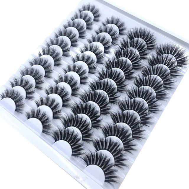 NEW 20 Pairs 8-25mm Fake Eyelashes 100 Mink Eyelashes Mink