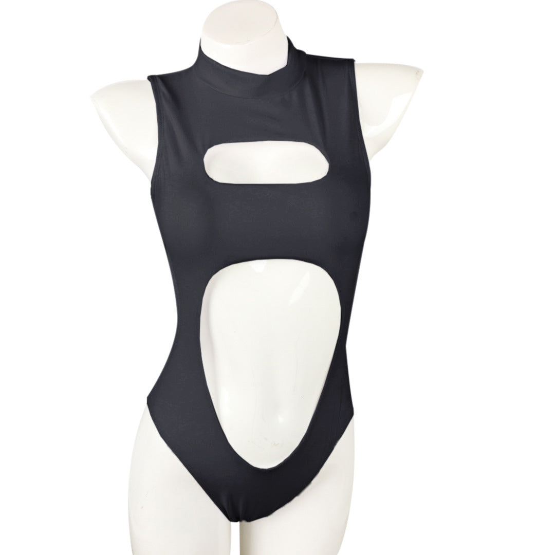 Zipper ladies one-piece swimsuit