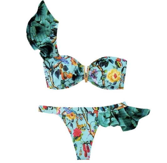 Flash Print Bikini Ladies Swimsuit  Back Swimwear