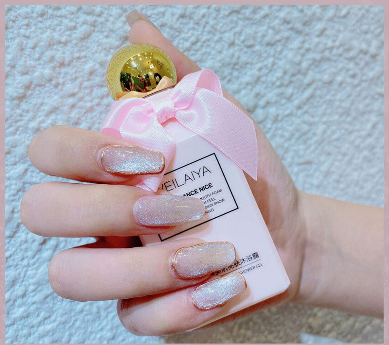 Milk Tea Crystal Stone Cat Eye Nail Polish