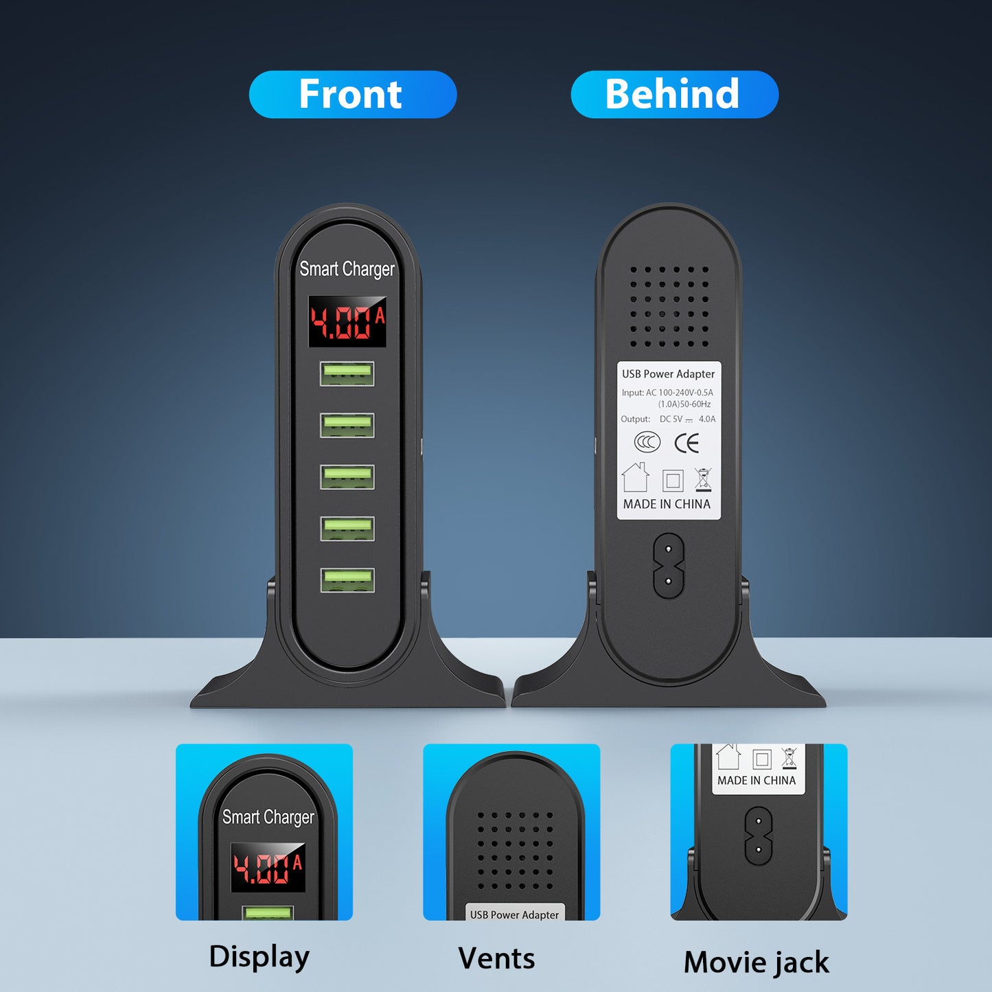 Smart Desktop Led Digital Display Charger