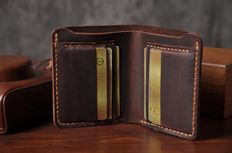 Vintage Crazy Horse Leather Short Wallet